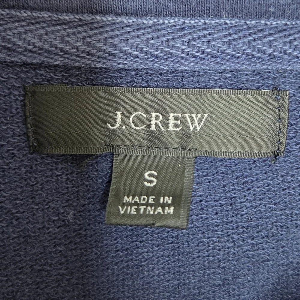 J. Crew Washed Navy Quarter Zip Pullover Sweatshirt Size Small Preppy Casual